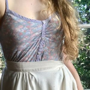 Floral Purple Pink Button Tank